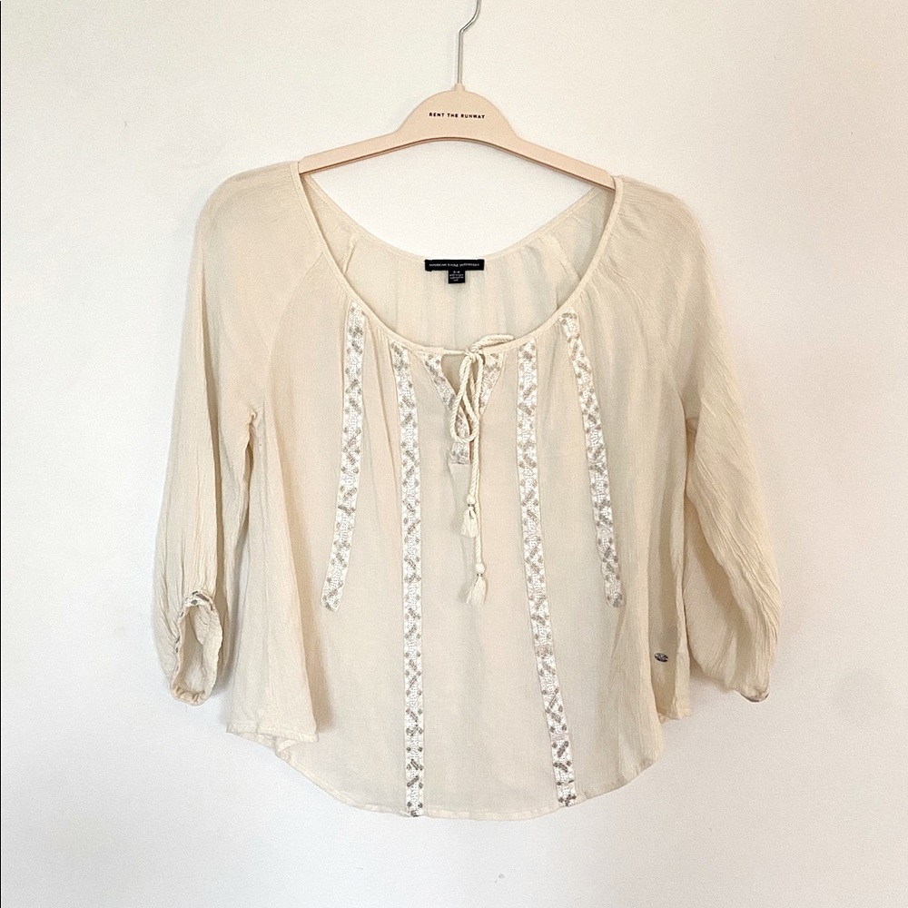 AEO Flowy Top in Cream